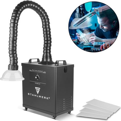 STAHLWERK Sistema di aspirazione fumi - Sistema di aspirazione FE-300 ST da 300 watt con triplo filtro, assorbitore di fumi sicuro ed estrattore di fumi, sistema di aspirazione per fumi di saldatura