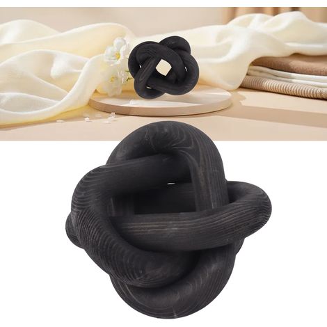Chaîne en bois décorative de style bohème pour chambres d'hôtes, chaîne en bois à trois anneaux, artisanat pour la maison, ornements décoratifs en bois, noir. (1/5)