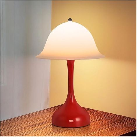 ACKERMAN Lampe de chevet LED sans fil, batterie rechargeable, tactile réglable, USB, chapeau rouge, éclairage intérieur et veilleuse pour salon, chambre à coucher, table à manger (1/5)