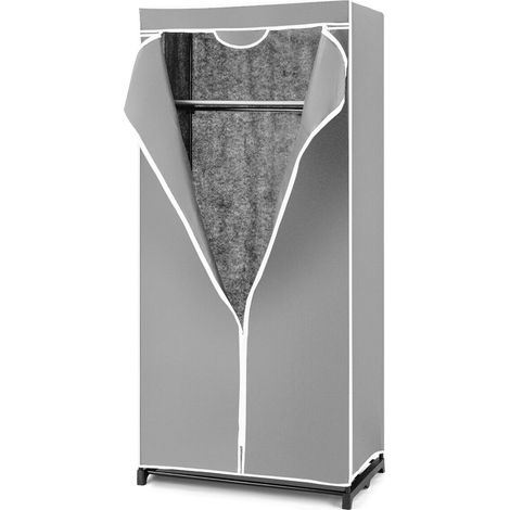 Single Fabric Wardrobe Folding Clothes Closet with Hanging Rail and Zippers (1/5)