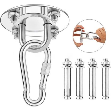 Crochet de plafond, crochet pivotant en acier inoxydable, crochet en U pour hamac et chaise (1/5)