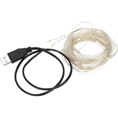 10 Meter lange LED-Lichterkette mit Kupferdraht, USB-Ladefunktion, Dekorationslampe für Halloween, Heimpartys, warmes Licht (1/5)