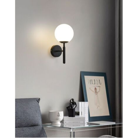 Applique murale moderne, applique LED, applique miroir LED, applique cristal, applique intérieure moderne. Abat-jour blanc laiteux - modèle noir sans ampoule E27. (1/4)