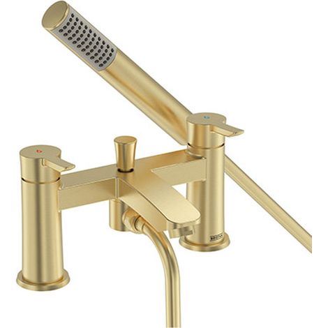 Bristan Apelo Bath Shower Mixer Tap Pillar Mounted - Brushed Brass
