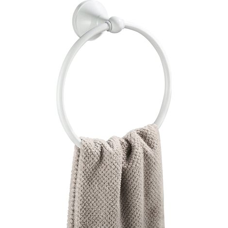 Anneau Porte-Serviettes Blanc - Support Mural en Laiton avec Finition Peinture Époxy - Accessoire Salle de Bain Moderne et Élégant (1/5)