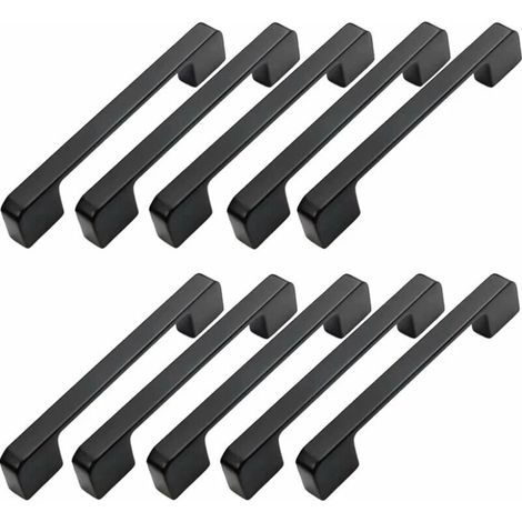 Lntyq 10pcs Poignée Meuble Entraxe 160mm-Poignée Porte Cuisine Noire Poignee Barre Meuble Poignee De Cuisine Noire 160mm