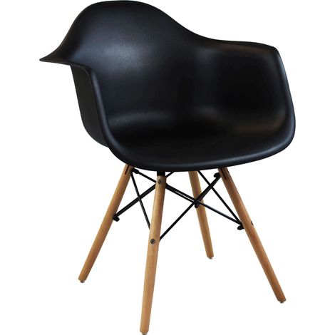 Innerer Stuhlsessel mit Stahl- und Holzstruktur und Sitz in ABS Spriz - Black