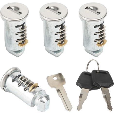 Lot de 4 cylindres de serrure pour système de porte-bagages de voiture, compatible avec les racks Thule, y compris 4 noyaux, 2 clés et une clé de commande (1/5)