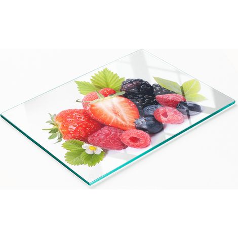 Tablero decorativo multifuncional de vidrio templado con diseño de frutos del bosque, 80x52 cm. (1/5)