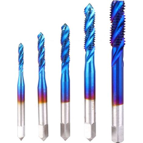 Jeffergarden Lot de 5 tarauds en acier rapide revêtus de bleu pour machines-outils-DOU