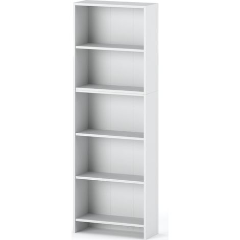 Libreria da ufficio bianca da 60 cm con 5 ripiani, ideale anche come scaffale per giocattoli in stile loft.
