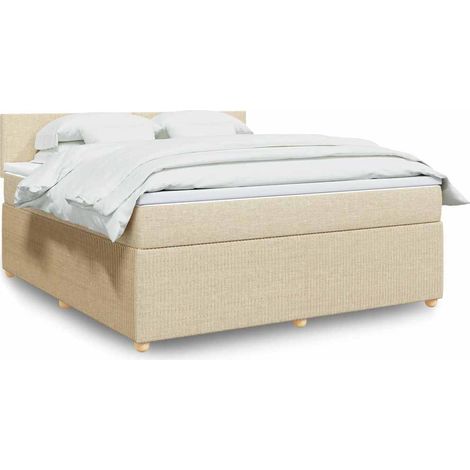 Boxspringbett mit Matratze Creme 180x200 cm Stoff vidaXL (1/5)