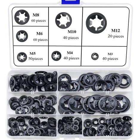 Rondelle Autobloquante Assorties Rondelles 340pcs, pour Équipement Mécanique et Production Industrielle d'Absorption Des Chocs 7 tailles M3 M4 M5 M6 M8 M10 M12 (1/5)