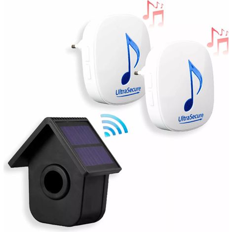 Kit alerte de passage 600m - 2 carillons 35 mélodies volume réglable & détecteur autonome 2 panneaux solaires (DA600+) (1/5)