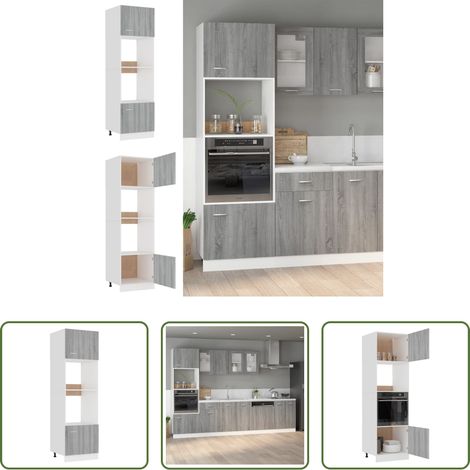 vidaXL Holzwerkstoff - Mikrowellenumbauschrank Lyon Grau Sonoma 60x57x207 cm Holzwerkstoff (1/5)