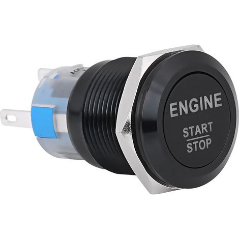 Interrupteur bouton poussoir démarrage arrêt moteur 12V LED blanc, fixation incluse, 1 pièce (1/5)