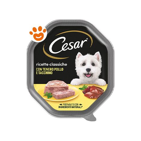 Cesar Dog Ricette Classiche con Pollo e Tacchino in Patè - Cesar Dog Ricette Classiche con Pollo e Tacchino in Patè - Vaschetta Da 150 Gr