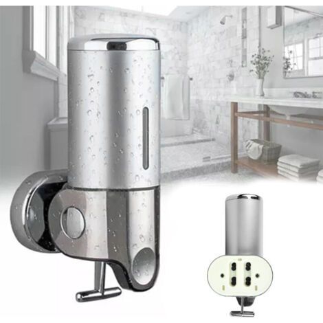 FENOPLASTICADistributeur de savon mural argenté en ABS, distributeur de gel douche et après-shampoing, réservoir de 500 ml pour hôtels, restaurants et maisons. (1/3)
