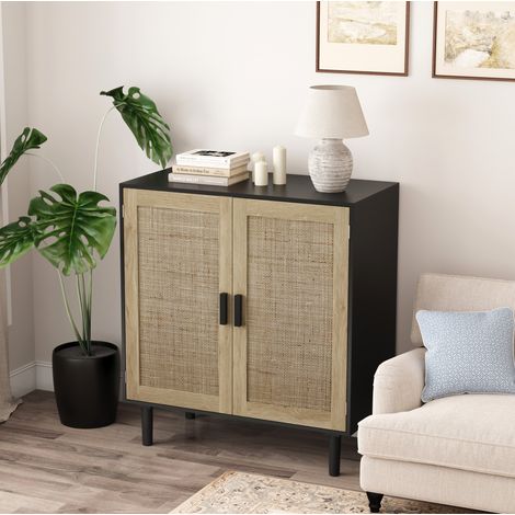 Mobile contenitore 2 ante in rattan 80x40x88 cm OKMYHOME (1/5)
