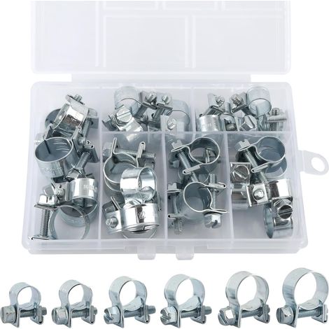 120 Pièces Colliers de Serrage pour Tuyau de Carburant, Réglable Collier Durite Essence, Colliers de Serrage pour Tuyau à Essence Diesel pour Mini Conduite de Carburant, Tuyau D'échappement (7-18mm) (1/5)