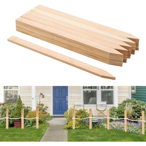 Piquets de Clôture Jardin en Bois, Lot de 25, Poteaux Bois à Pointe 12,7 x 38,1 x 609,6 mm, Piquets pour Clôtures Anti-érosion, Délimiter les Zones de Jardin, Support de Croissance des Plantes (1/5)