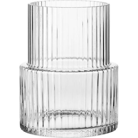 DécorationVase - Vase en verre cannelé scintillant - 18 cm - Design élégant et moderne - Idéal pour les compositions florales et la décoration intérieure (1/4)