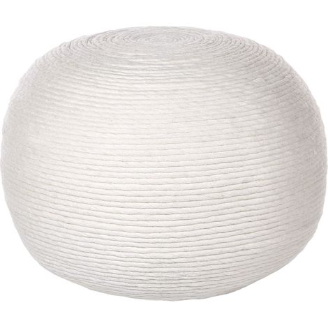 Pouf TAKHABI Wolle Weiß