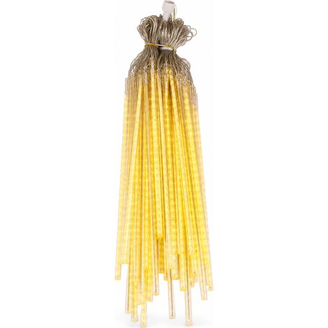 Lumières LED Pluie de Météores Blanc Chaud, Lot de 8 Tubes pour Décoration de Noël Extérieure Imperméable (1/5)