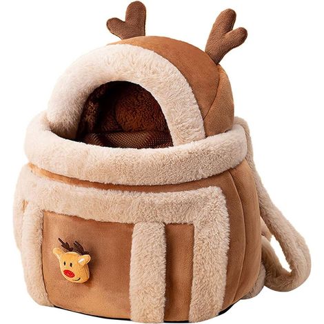 Borsa trasportino per cani, borsa da viaggio invernale calda, borsa trasportino portatile, zaino, borsa a tracolla, borsa trasportino in peluche per gattini con apertura superiore. (1/2)