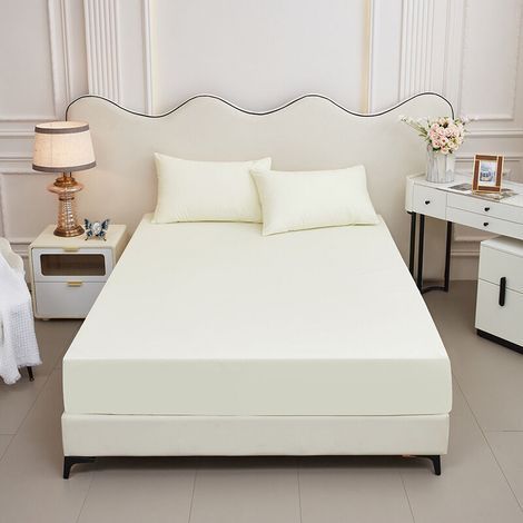 pair Housse de matelas imperméable double couche en TPU poncé de couleur unie, douce pour la peau, housse de protection pour matelas à urine, housse anti-poussière (1/3)