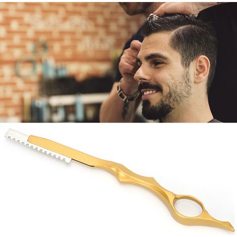 Couteau à Effiler Cheveux Professionnel en Acier Doré - Rasoir Coiffant Portable (1/5)