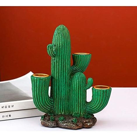 Bougeoir en résine en forme de cactus, porte-bougie décoratif (1/5)