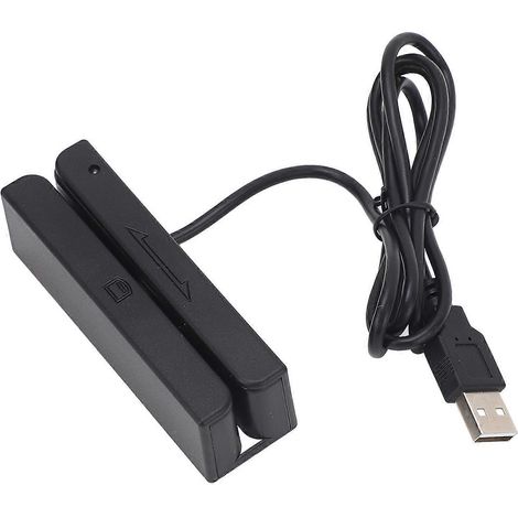 Lecteur de cartes à bande magnétique 3 pistes, lecteur de cartes USB manuel bidirectionnel pour le contrôle d'accès aux points de vente et les cartes d'identité