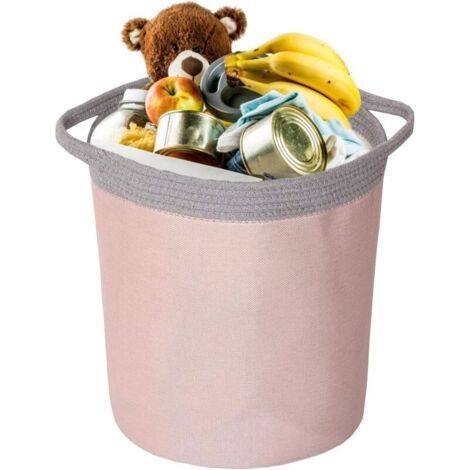 Laundry Basket, Portable Storage Bag, Foldable Waterproof Fabric Laundry Hampers Clothes Toys Organizer Large Capacity (X-Pink Gray) (1/3)