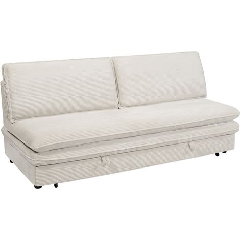 Canapé convertible 3 places en velours côtelé - Beige - Nody (1/5)