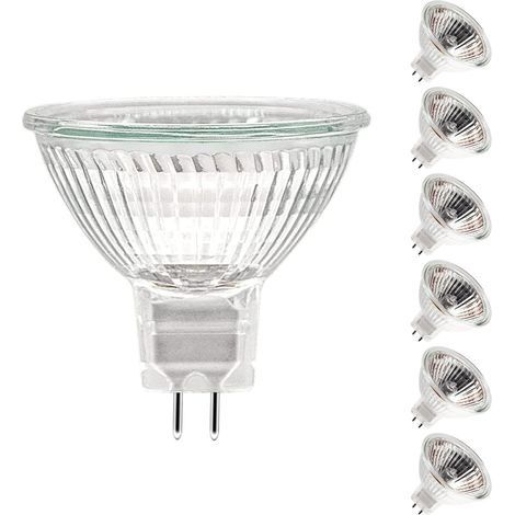 Ampoule Halogène GU5.3,12V 50W , Ampoule MR16 Dimmable 2700K Blanc Chaud, Ampoule Halogene 2 Broches pour Plafonnier, Pack de 6 (1/4)