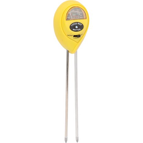 3-in-1 Bodenfeuchtigkeitsmesser (Feuchtigkeit, pH-Wert, Licht) – Gelbe Gartensonde (1/5)