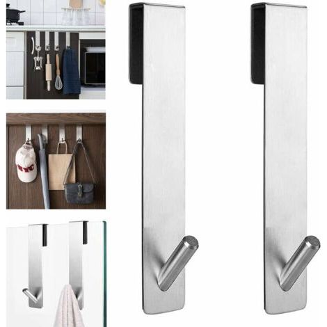 LaBlanc - Confezione da 2 ganci da appendere alla porta - Ganci da appendere alla porta in acciaio inox con interno antiscivolo - Adatti per cucina, camera da letto, armadio, bagno (1/5)