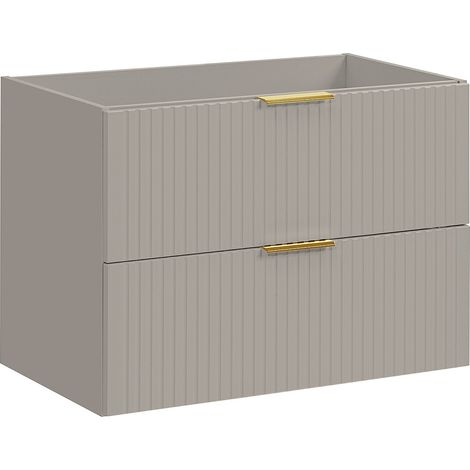 Vente-Unique – Meuble sous vasque simple strié – Beige – L80 cm x H57 cm x P46 cm – Mdf éco-responsable – 2 tiroirs soft close