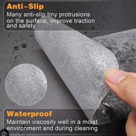 Nastro adesivo antiscivolo trasparente, 15 pezzi 60x10 cm, per scale e docce, impermeabile per interni ed esterni. (1/4)