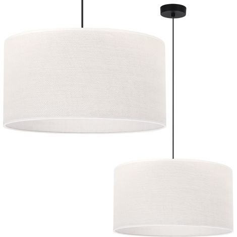 LAMPADA A SOSPENSIONE IN JUTA NERA 1 PARALUME BIANCO PIATTO 45CM E27 (1/5)