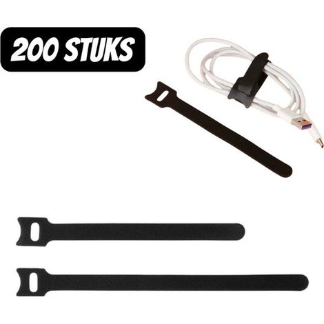 Lot de 200 attaches de câble auto-adhésives en nylon - 12 x 150 mm + 12 x 200 mm - Organisateur de câbles en forme de T avec Fermetures velcro - Attache-câbles réutilisables pour le Ranger - Accessoir (1/5)