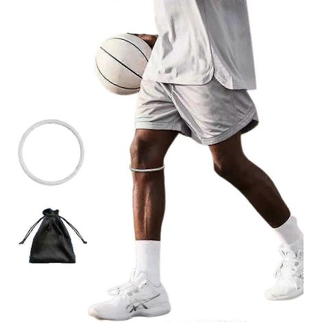 Lot de 2 sangles de soutien élastiques pour genoux, compatibles avec le basketball, la course à pied et le fitness. Bande stabilisatrice en silicone avec protection rotulienne. (1/5)