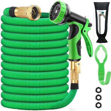 EASYCOMFORT 1pcs Tuyau d'arrosage extensible 15m/50FT, Tuyau Arrosage Rétractable à Pistolet d’arrosage tuyau d'arrosage anti-torsion flexible et léger, pour lavage de maison/voiture/sol/cour (1/4)