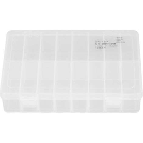 Boîte de rangement transparente 16 compartiments en plastique PP, organiseur de bijoux à 16 alvéoles, coffret de stockage robuste et pratique. (1/5)