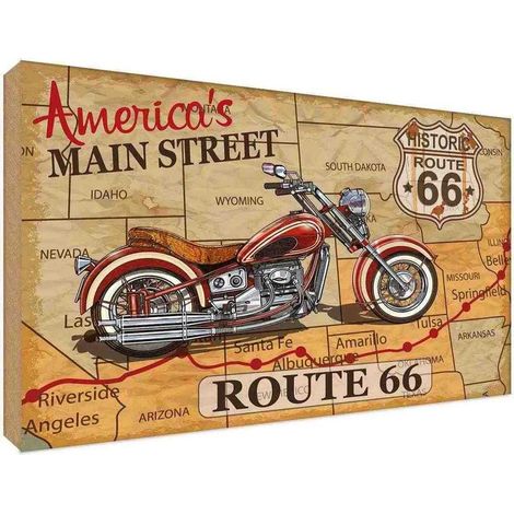 Panneau en bois 30x40 cm Route 66, la principale rue des États-Unis (1/4)
