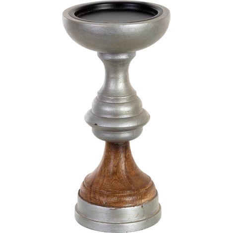 Candelabro de madera marron 10x10x20h cm