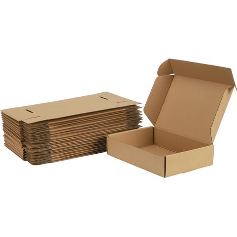 Flat Shipping Boxes 22.5 x 15.5 x 5 cm, Pack of 20 Brown Cardboard Boxes for Packaging, Mailing (1/5)