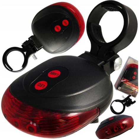 Luz trasera para bicicleta de 5 LED con láser y 5 modos. (1/5)