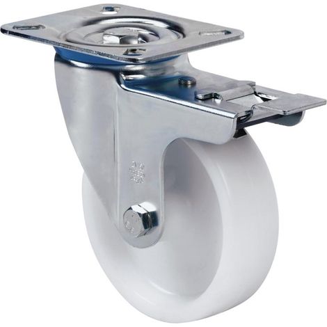 rueda giratora placa freno 10zvlfd100-ut poliamix blanco eje liso (1/2)
